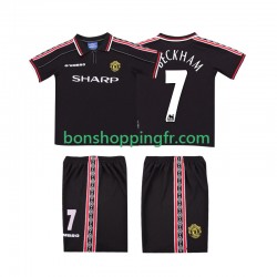 Maillot Rétro Extérieur Manchester United Beckham 7 1998 1999 Manches Courtes Jeune Enfant(+shorts)
