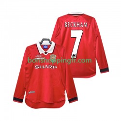 Maillot Rétro Domicile Manchester United Beckham 7 1999 2000 Manches Longues Homme