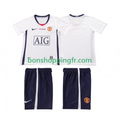 Maillot Rétro Extérieur Manchester United Champions League 2008 2009 Manches Courtes Jeune Enfant(+shorts)