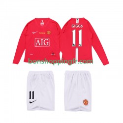Maillot Rétro Domicile Manchester United GIGGS 11 Premier League 2008 2009 Manches Longues Jeune Enfant(+shorts)