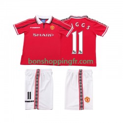 Maillot Rétro Domicile Manchester United Giggs 11 1998 1999 Manches Courtes Jeune Enfant(+shorts)