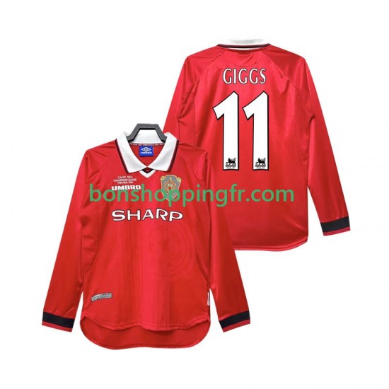 Maillot Rétro Domicile Manchester United Giggs 11 1999 2000 Manches Longues Homme Maillot Rétro Domicile Manchester United Giggs 11 1999 2000 Manches Longues Homme