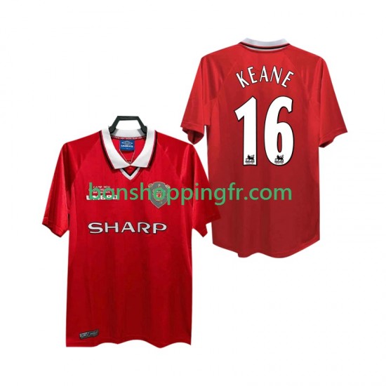 Maillot Rétro Domicile Manchester United Keane 16 1999 2000 Manches Courtes Homme