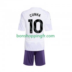 Maillot Extérieur Manchester United Matheus Cunha 10 2025-2026 Manches Courtes Jeune Enfant(+shorts)