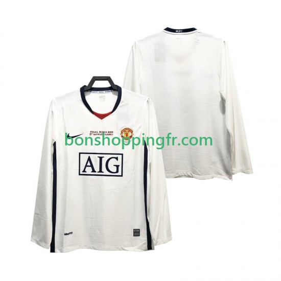 Maillot Rétro Extérieur Manchester United Champions League 2008 2009 Manches Longues Homme