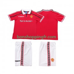 Maillot Rétro Domicile Manchester United 1998 1999 Manches Courtes Jeune Enfant(+shorts)