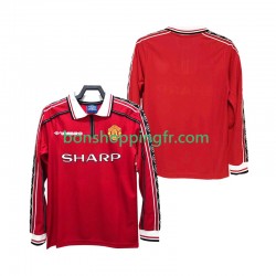 Maillot Rétro Domicile Manchester United 1998 1999 Manches Longues Homme