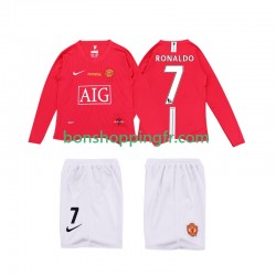 Maillot Rétro Domicile Manchester United Ronaldo 7 Premier League 2008 2009 Manches Longues Jeune Enfant(+shorts)