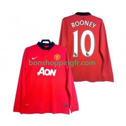 Maillot Rétro Domicile Manchester United Rooney 10 2013 2014 Manches Longues Homme