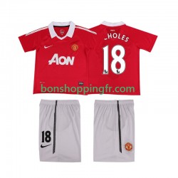 Maillot Rétro Domicile Manchester United SCHOLES 18 2010 2011 Manches Courtes Jeune Enfant(+shorts)
