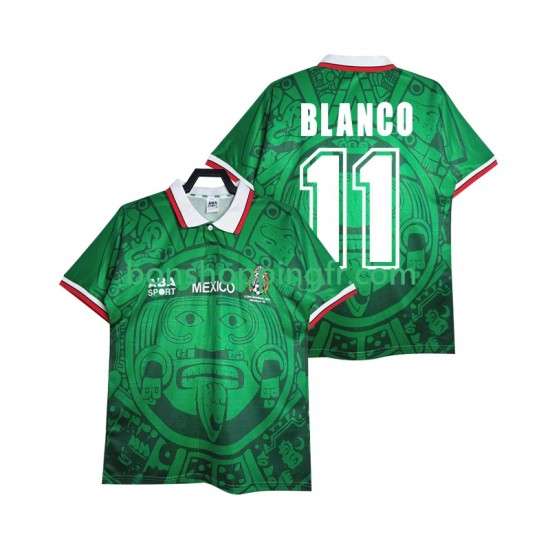 Maillot Rétro Domicile Mexique BLANCO 11 1998 Manches Courtes Homme