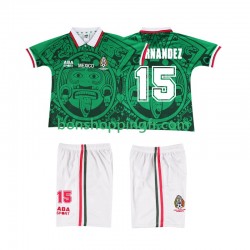 Maillot Rétro Domicile Mexique HERNANDEZ 15 1998 Manches Courtes Jeune Enfant(+shorts)