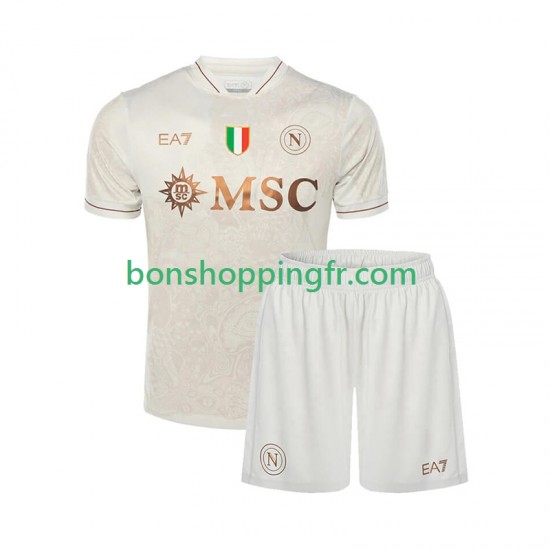 Maillot Extérieur Naples 2025-2026 Manches Courtes Jeune Enfant(+shorts)