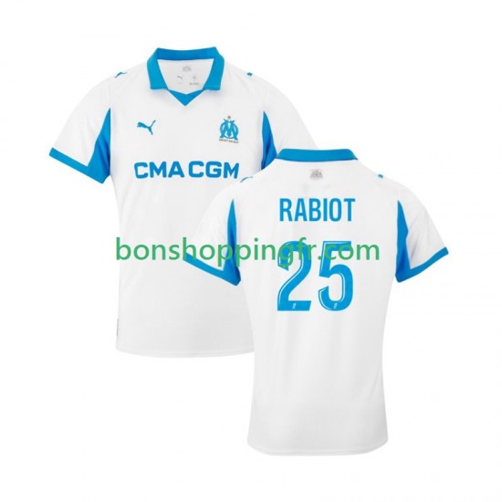 Maillot Domicile Olympique de Marseille Adrien Rabiot 25 2025-2026 Manches Courtes Homme Maillot Domicile Olympique de Marseille Adrien Rabiot 25 2025-2026 Manches Courtes Homme