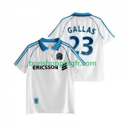 Maillot Rétro Domicile Olympique de Marseille Gallas 23 1998 1999 Manches Courtes Homme
