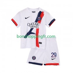 Maillot Extérieur Paris Saint-Germain Bradley Barcola 29 2025-2026 Manches Courtes Jeune Enfant(+shorts)