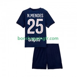 Maillot Domicile Paris Saint-Germain Nuno Mendes 25 2025-2026 Manches Courtes Jeune Enfant(+shorts)