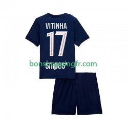 Maillot Domicile Paris Saint-Germain Vitinha 17 2025-2026 Manches Courtes Jeune Enfant(+shorts)