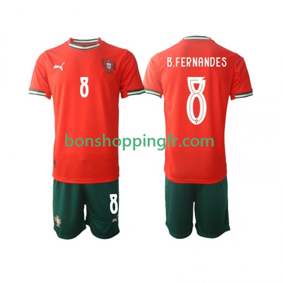 Maillot Domicile Portugal Bruno Fernandes 8 2025-2026 Manches Courtes Jeune Enfant(+shorts)