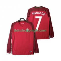 Maillot Rétro Domicile Portugal Cristiano Ronaldo 7 2016 Manches Longues Homme