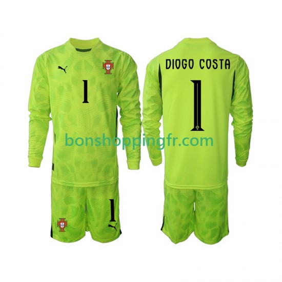 Maillot Domicile Portugal Gardien Diogo Costa 1 2025 Manches Longues Jeune Enfant(+shorts)
