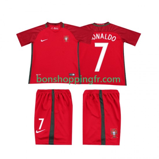Maillot Rétro Domicile Portugal RONALDO 7 2016 Manches Courtes Jeune Enfant(+shorts)