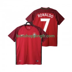 Maillot Rétro Domicile Portugal RONALDO 7 2016 Manches Courtes Homme