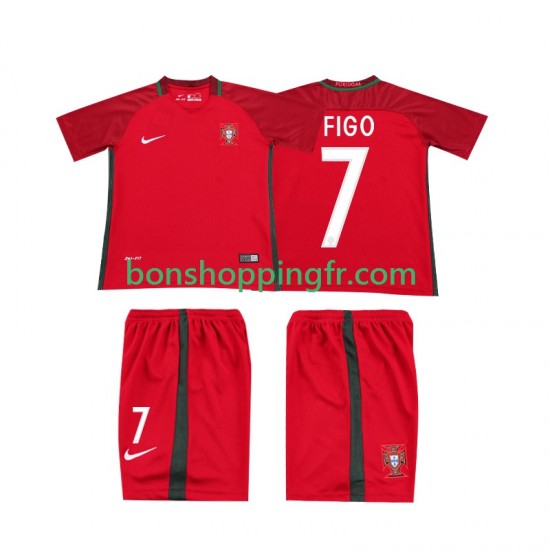 Maillot Rétro Domicile Portugal FIGO 7 2016 Manches Courtes Jeune Enfant(+shorts)