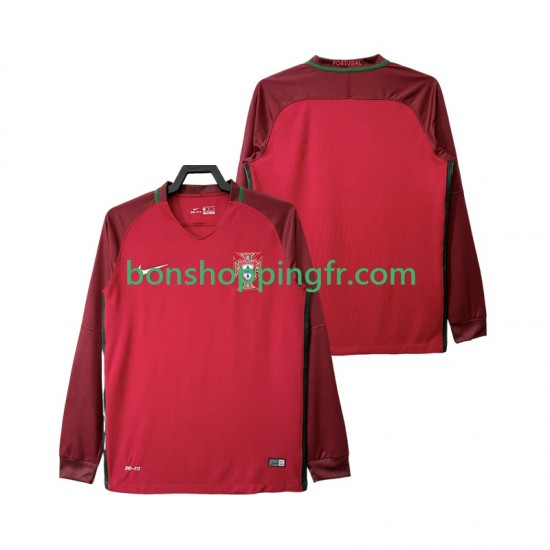 Maillot Rétro Domicile Portugal 2016 Manches Longues Homme