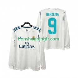 Maillot Rétro Domicile Real Madrid BENZEMA 9 2017 2018 Manches Longues Homme