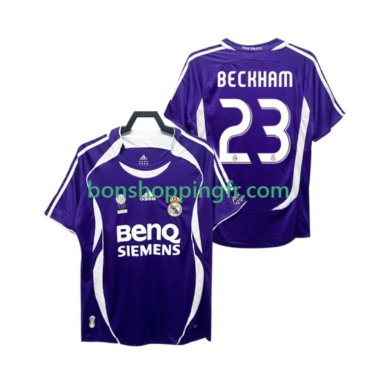 Maillot Rétro Extérieur Real Madrid Beckham 23 2006 2007 Manches Courtes Homme