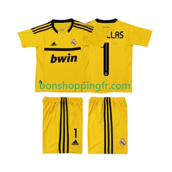 Maillot Rétro Domicile Real Madrid Gardien CASILLAS 1 2011 2012 Manches Courtes Jeune Enfant(+shorts)