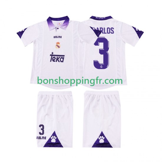 Maillot Rétro Domicile Real Madrid R CARLOS 3 1997 1998 Manches Courtes Jeune Enfant(+shorts)