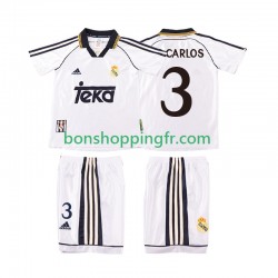 Maillot Rétro Domicile Real Madrid R CARLOS 3 1998 2000 Manches Courtes Jeune Enfant(+shorts)
