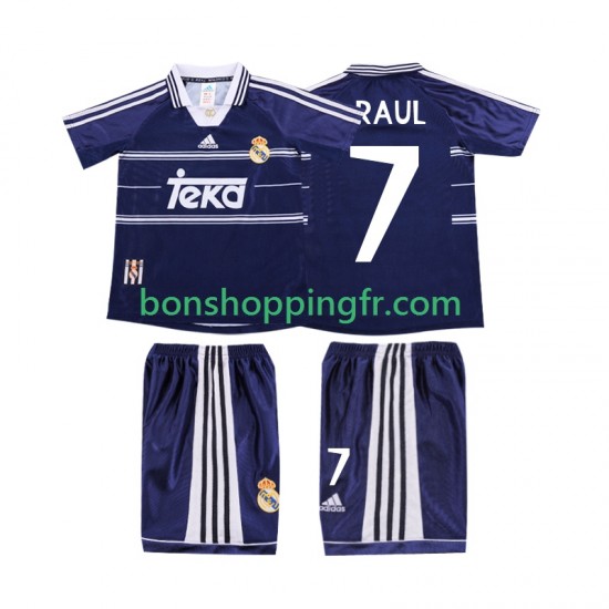 Maillot Rétro Extérieur Real Madrid RAUL 7 1998 1999 Manches Courtes Jeune Enfant(+shorts)