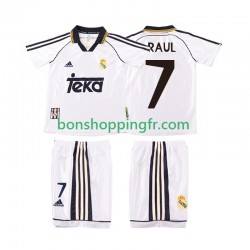 Maillot Rétro Domicile Real Madrid RAUL 7 1998 2000 Manches Courtes Jeune Enfant(+shorts)