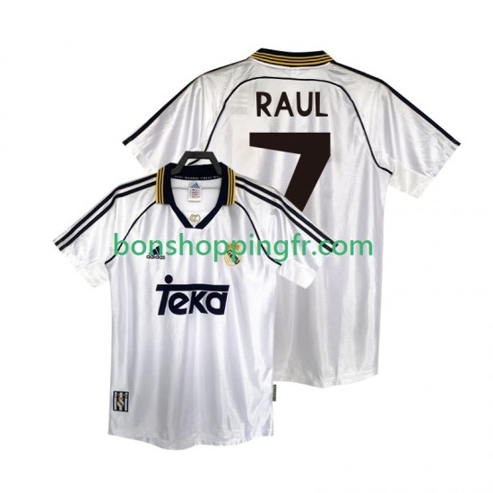 Maillot Rétro Domicile Real Madrid RAUL 7 1998 2000 Manches Courtes Homme