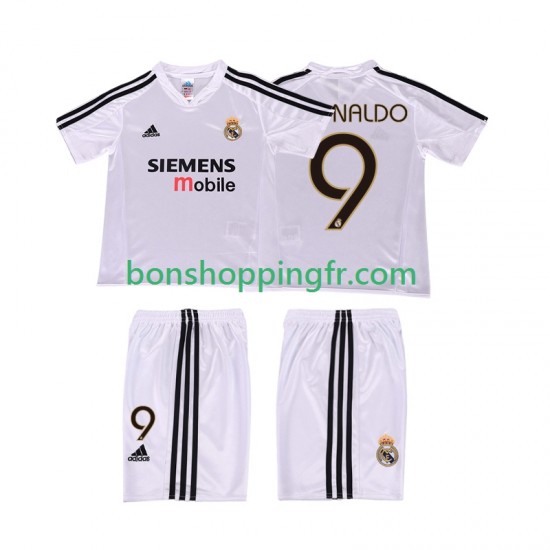 Maillot Rétro Domicile Real Madrid RONALDO 9 2004 20025 Manches Courtes Jeune Enfant(+shorts)