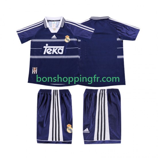 Maillot Rétro Extérieur Real Madrid 1998 1999 Manches Courtes Jeune Enfant(+shorts)