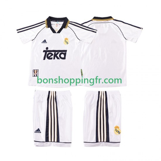 Maillot Rétro Domicile Real Madrid 1998 2000 Manches Courtes Jeune Enfant(+shorts)