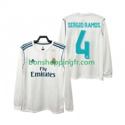 Maillot Rétro Domicile Real Madrid SERGIO RAMOS 4 2017 2018 Manches Longues Homme