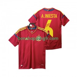 Maillot Rétro Domicile Espagne Andres Iniesta 6 2012 Manches Courtes Homme