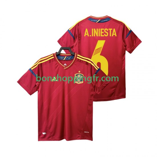 Maillot Rétro Domicile Espagne Andres Iniesta 6 2012 Manches Courtes Homme Maillot Rétro Domicile Espagne Andres Iniesta 6 2012 Manches Courtes Homme