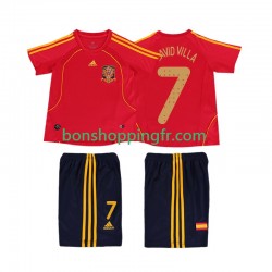 Maillot Rétro Domicile Espagne DAVID VILLA 7 2008 Manches Courtes Jeune Enfant(+shorts)