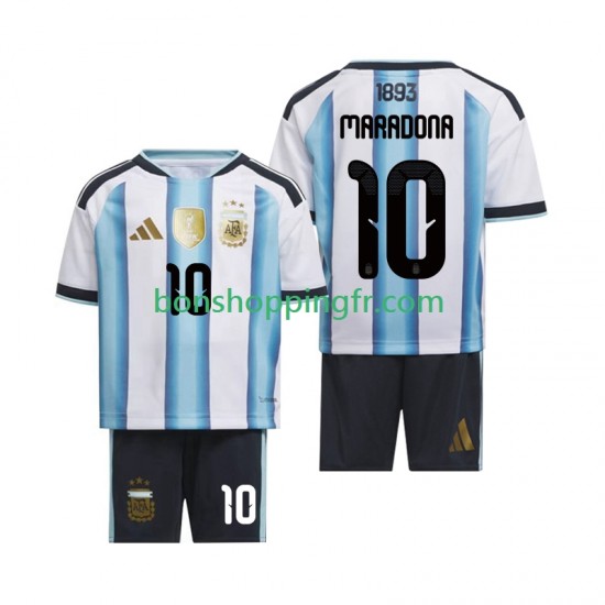 Maillot Domicile Argentine Maradona 10 World Cup 2026 Manches Courtes Jeune Enfant(+shorts)