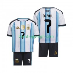 Maillot Domicile Argentine Rodrigo De Paul 7 World Cup 2026 Manches Courtes Jeune Enfant(+shorts)