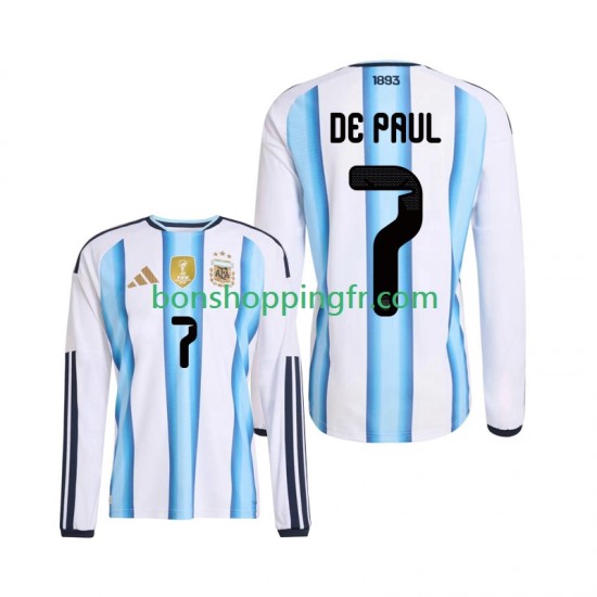 Maillot Domicile Argentine Rodrigo De Paul 7 World Cup 2026 Manches Longues Homme