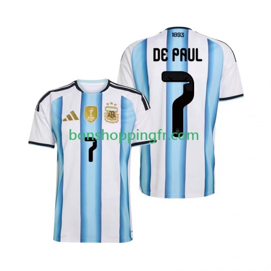 Maillot Domicile Argentine Rodrigo De Paul 7 World Cup 2026 Manches Courtes Homme
