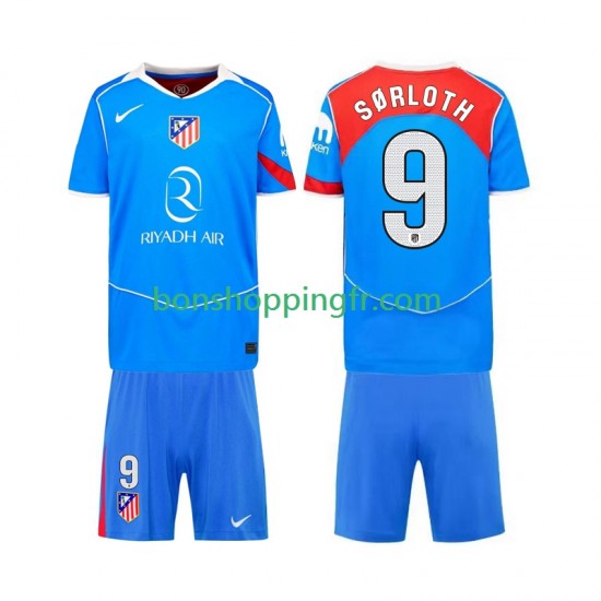Maillot 3ème Atlético Madrid Alexander Sorloth 9 2025-2026 Manches Courtes Jeune Enfant(+shorts)