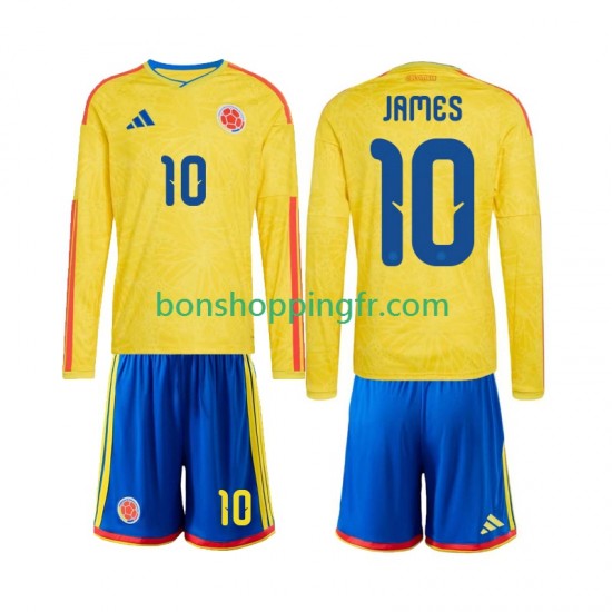 Maillot Domicile Colombie James Rodriguez 10 World Cup 2026 Manches Longues Jeune Enfant(+shorts)